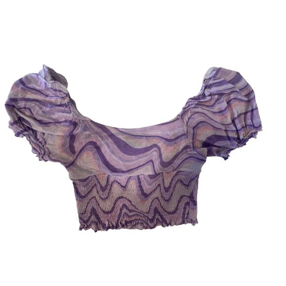 URBAN OUTIFTTERS LILAC
SURF CLUB SMOCKED
BLOUSE SIZE MEDIUM - Picture 5 of 7